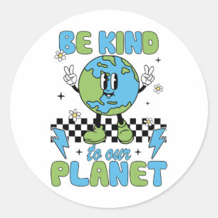 Earth Day Wees vriendelijk voor onze planeet Earth Ronde Sticker