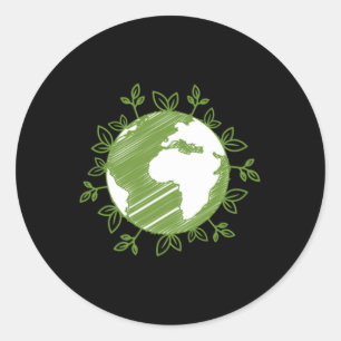 Earth Day Wereldbol Planten Milieubescherming LO Ronde Sticker