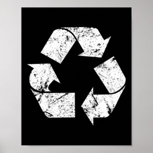 Earth Day  White Recyclen symbool Poster