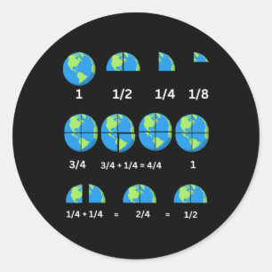Earth Day Wiskunde Teacher Fractions Onderwijsfrac Ronde Sticker