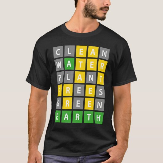 Earth Day Word Game Clean Water Plant Trees Enviro T-shirt (Voorkant)