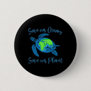 Earth Day Zee Schildpad Red onze oceanen Red ons p Ronde Button 5,7 Cm