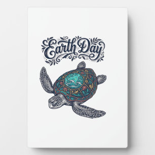 Earth Day Zeeschildpad Vintage Gravure Shirt Ontwe Fotoplaat