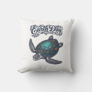 Earth Day Zeeschildpad Vintage Gravure Shirt Ontwe Kussen