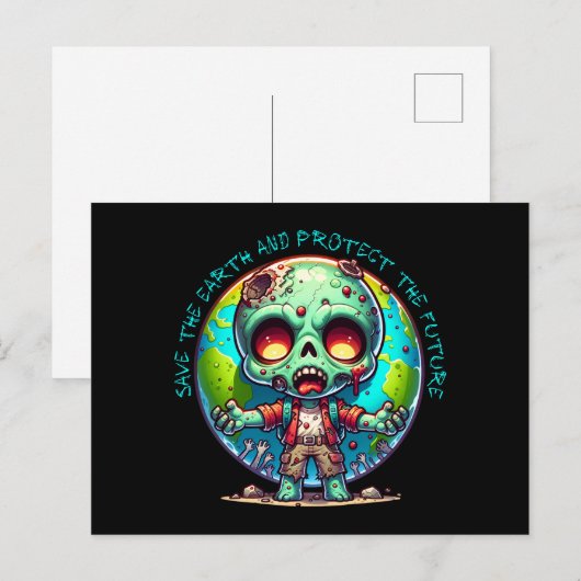 Earth Day Zombie Briefkaart (Voorkant / Achterkant)