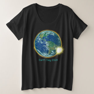 Earth Day Zonsverduistering 2024 heilige geometrie Grote Maat T-shirt