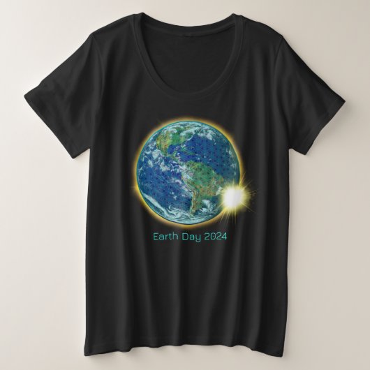 Earth Day Zonsverduistering 2024 heilige geometrie Grote Maat T-shirt (Design voorkant)