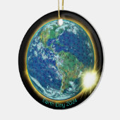 Earth Day Zonsverduistering 2024 heilige geometrie Keramisch Ornament (Links)