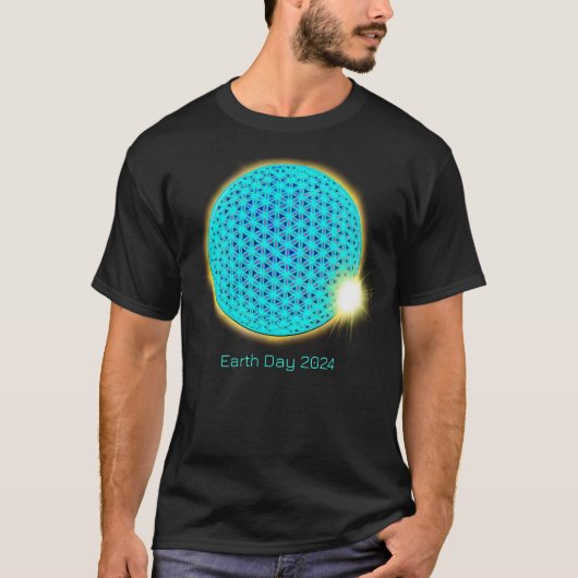 Earth Day Zonsverduistering 2024 heilige geometrie T-shirt (Voorkant)