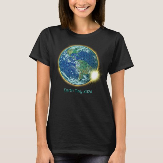 Earth Day Zonsverduistering 2024 heilige geometrie T-shirt (Voorkant)