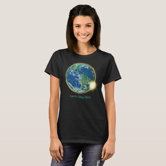 Earth Day Zonsverduistering 2024 heilige geometrie T-shirt (Voorkant volledig)