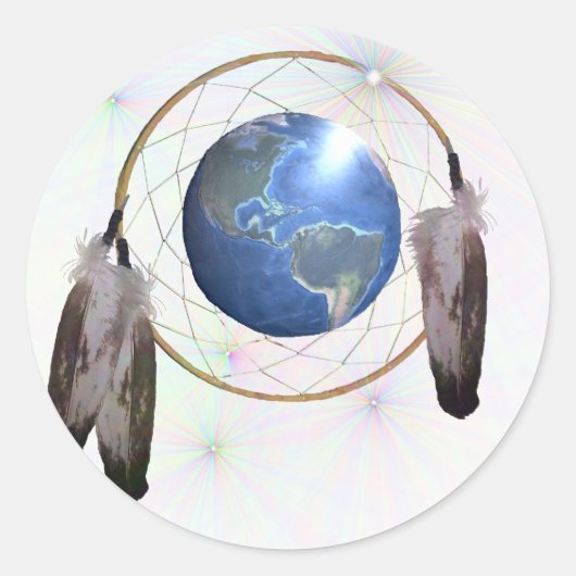 Earth Dreamcatcher Ronde Sticker (Voorkant)