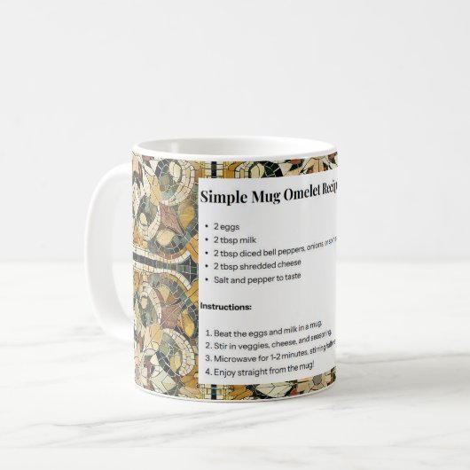 Earth Elegance Mozaïek Omelet Recept Koffiemok (Voorkant links)