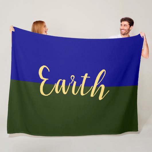 EARTH Elegant Royal Blue Forest Groen Kleurblok Fleece Deken (In situ)