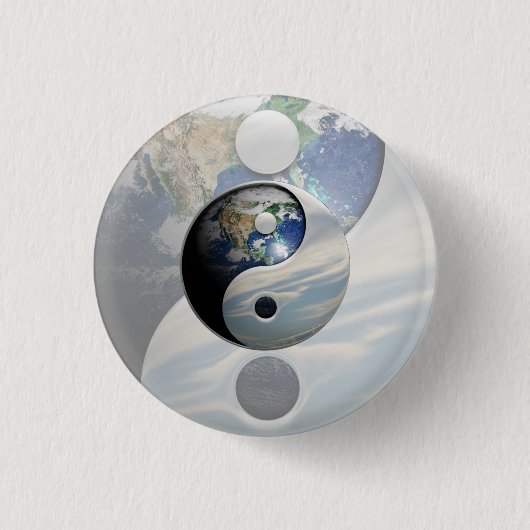 Earth en Sky Yin Yang Ronde Button 3,2 Cm (Voorkant)