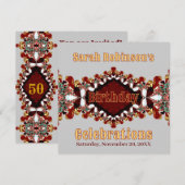 Earth Fancy Lace Burgundy Gold-uitnodiging Kaart (Voorkant / Achterkant)