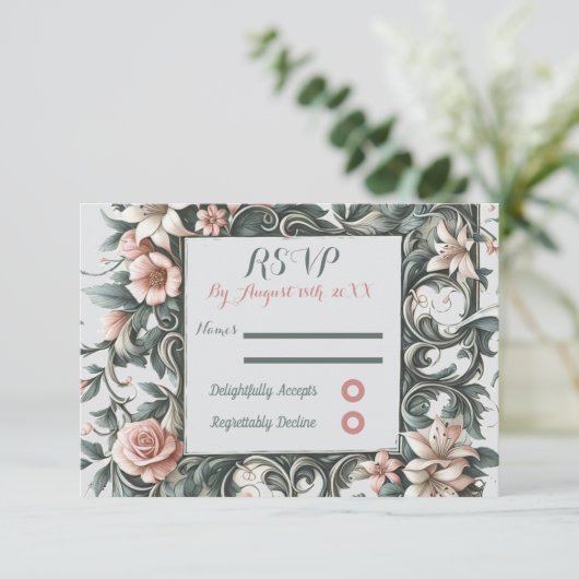 Earth Floral Vine RSVP Response Kaart (Staand voorkant)