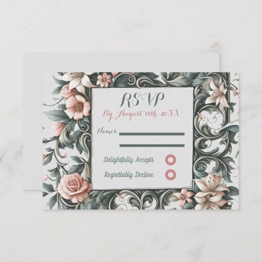 Earth Floral Vine RSVP Response Kaart (Voorkant / Achterkant)