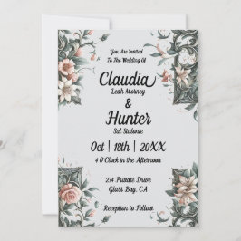 Earth Floral Vine Wedding Invitation Kaart