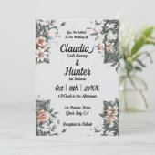 Earth Floral Vine Wedding Invitation Kaart (Staand voorkant)