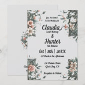 Earth Floral Vine Wedding Invitation Kaart (Voorkant / Achterkant)