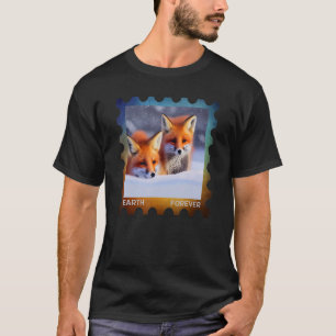 EARTH FOREVER Environmental Protection Stamp Snow T-shirt