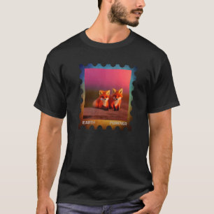 EARTH FOREVER Environmental Protection Stamp Sunse T-shirt