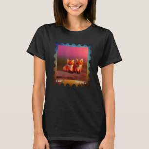 EARTH FOREVER Environmental Protection Stamp Sunse T-shirt