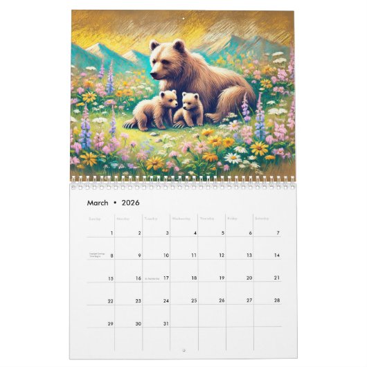 Earth & Fur – Grizzly Bears in Pastel Seasons Kalender (Mar 2026)