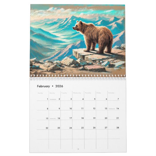 Earth & Fur – Grizzly Bears in Pastel Seasons Kalender (Feb 2026)