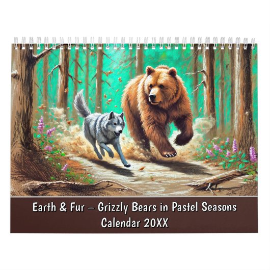 Earth & Fur – Grizzly Bears in Pastel Seasons Kalender (Hoes)