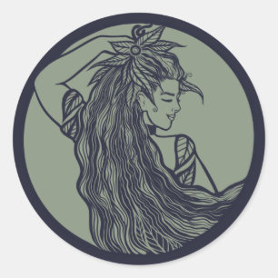 Earth Goddess Green Witch Pagan Druid Witches Ronde Sticker