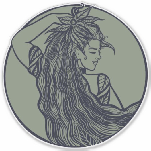 Earth Goddess Green Witch Pagan Druid Witches Sticker (Voorkant)