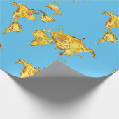 Earth Gold Continents Ontwerp Blauw Zee Cadeaupapier (Hoek)
