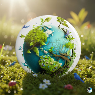 Earth Green "Red Natuur" – Milieuvriendelijk Bewus Ronde Button 7,6 Cm