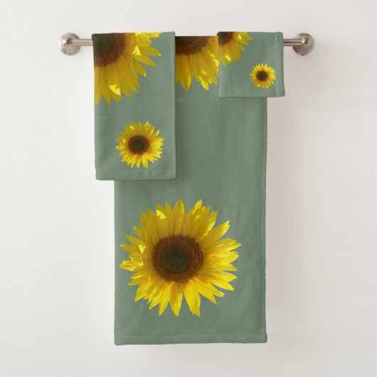 Earth Green Sunflower Bad Handdoek (Insitu)