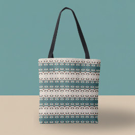Earth Grid Teal and Brown Tote Bag