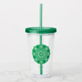 Earth Hexahedron Green Mandala Tumbler Acryl Drinkbeker