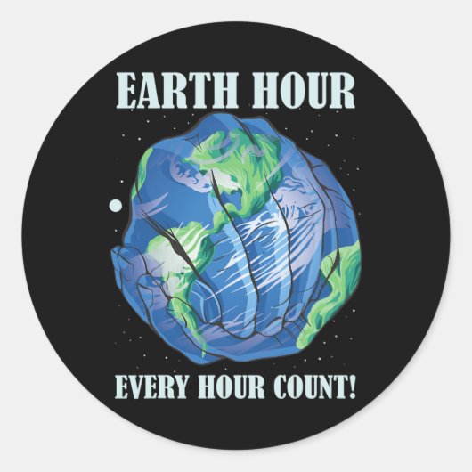 Earth Hour Elk Uur Tel Save Our Planet Ronde Sticker (Voorkant)