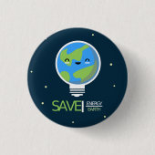 Earth Hour Save Energy Lightbulb Ronde Button 3,2 Cm (Voorkant)