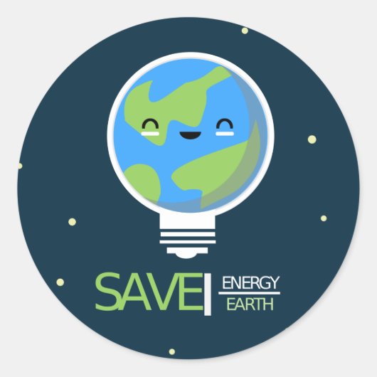 Earth Hour Save Energy Lightbulb Ronde Sticker (Voorkant)
