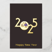 Earth in 2025 - minimalistisch ontwerp New Years K Folie Uitnodiging (Voorkant)