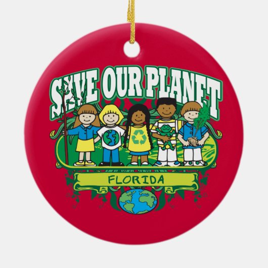 Earth Kinder Florida Keramisch Ornament (Achterkant)