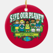 Earth Kinder New York Keramisch Ornament (Achterkant)