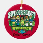 Earth Kinder Rhode Island Keramisch Ornament (Voorkant)