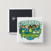 Earth Kinder Washington Vierkante Button 5,1 Cm (Voorkant /achterkant)