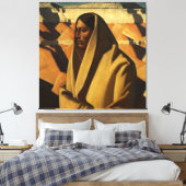 "Earth Knower" Westerne kunst van Maynard Dixon Canvas Afdruk (Insitu (Slaapkamer))
