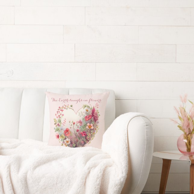 Earth Laughs in Flowers-Elegant Wildflower Heart Kussen (Bank)
