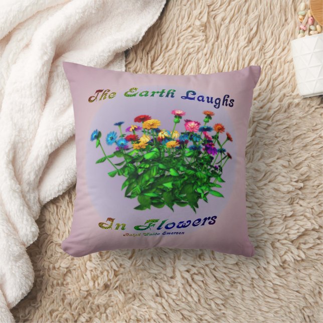 Earth Laughs in Flowers Inspirerend Quote Kussen (Deken)