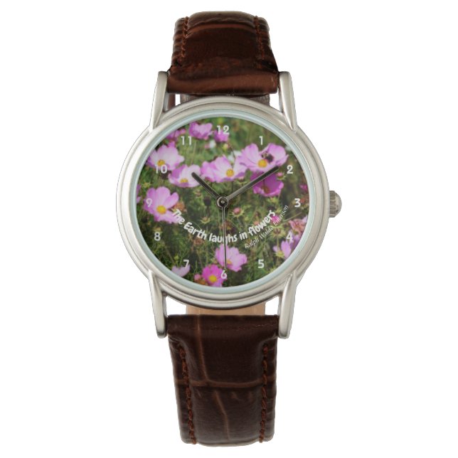 Earth Laughs in Flowers Quote Inspirerend Horloge (Voorkant)